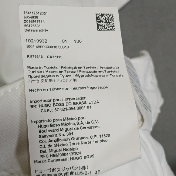 Boss Hugo Boss Men 32x30 White Stretch Cashmere-Touch Slim‎ Fit Candiani Jeans - Picture 15 of 16